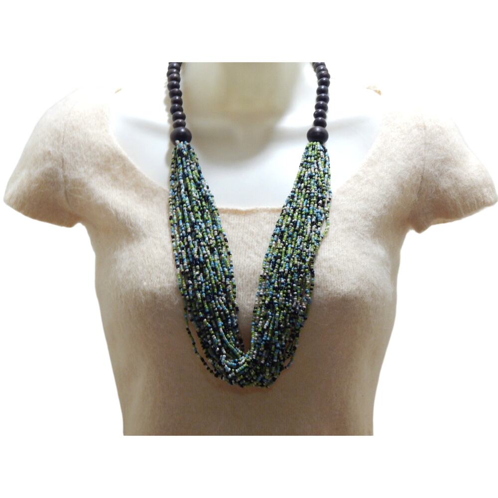 Handcrafted Women's Necklace has 30 Strands of glass seed beads